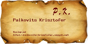 Palkovits Krisztofer névjegykártya